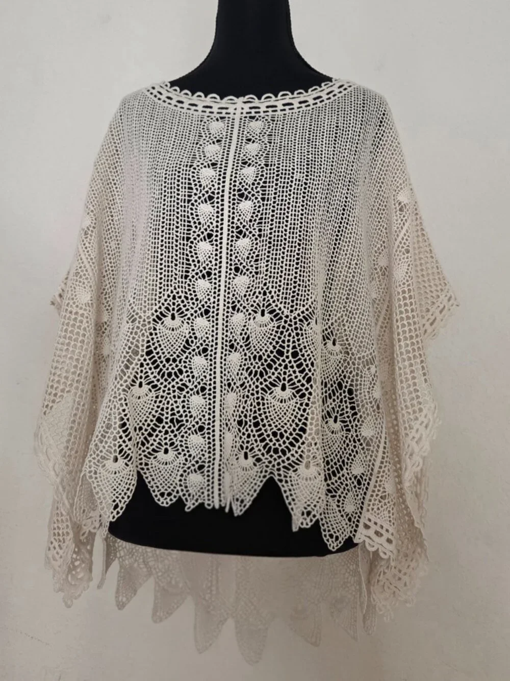 Anthropology - Sparrow Crochet Cream Colored Poncho Top